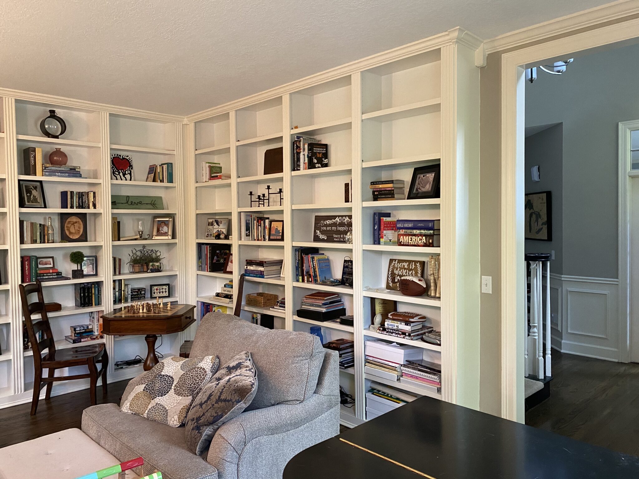 Billy Bookcases modified as an inexpensive way to get built-ins