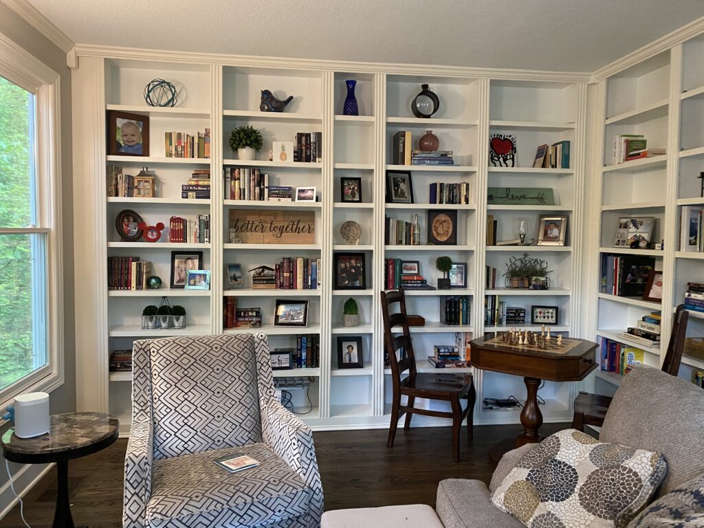 Billy Bookcases modified as an inexpensive way to get built-ins