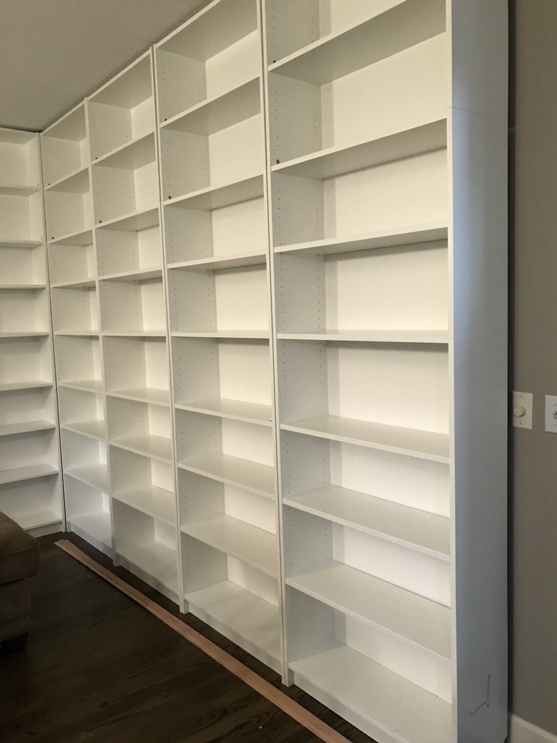 Billy Bookcases modified as an inexpensive way to get built-ins